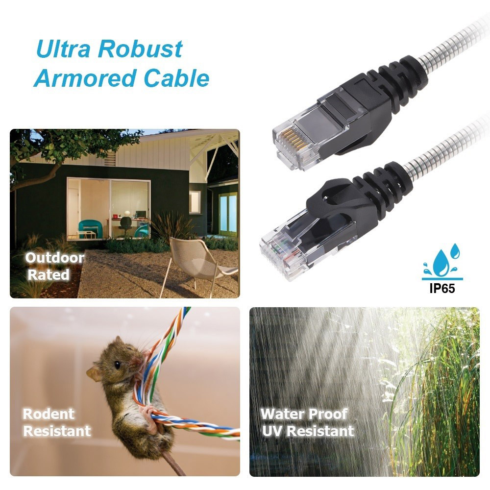 Nippon Labs CAT.6A Patch Cable Armored Anti-Rodent Cables 24AWG